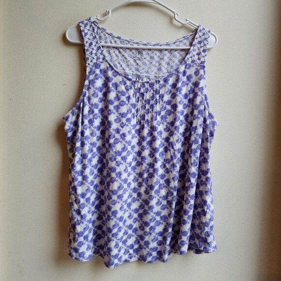 J. Jill Pintucked Batik-Print Tank Top Size Petite Large - Picture 6 of 13